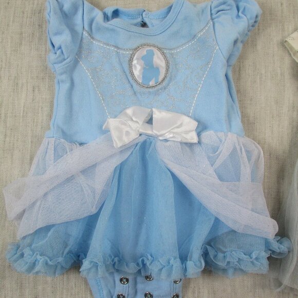 Lot of 2 Disney Party Dress Baby Girls 6 Month White Blue Princess Tutu Ruffled - Picture 2 of 6